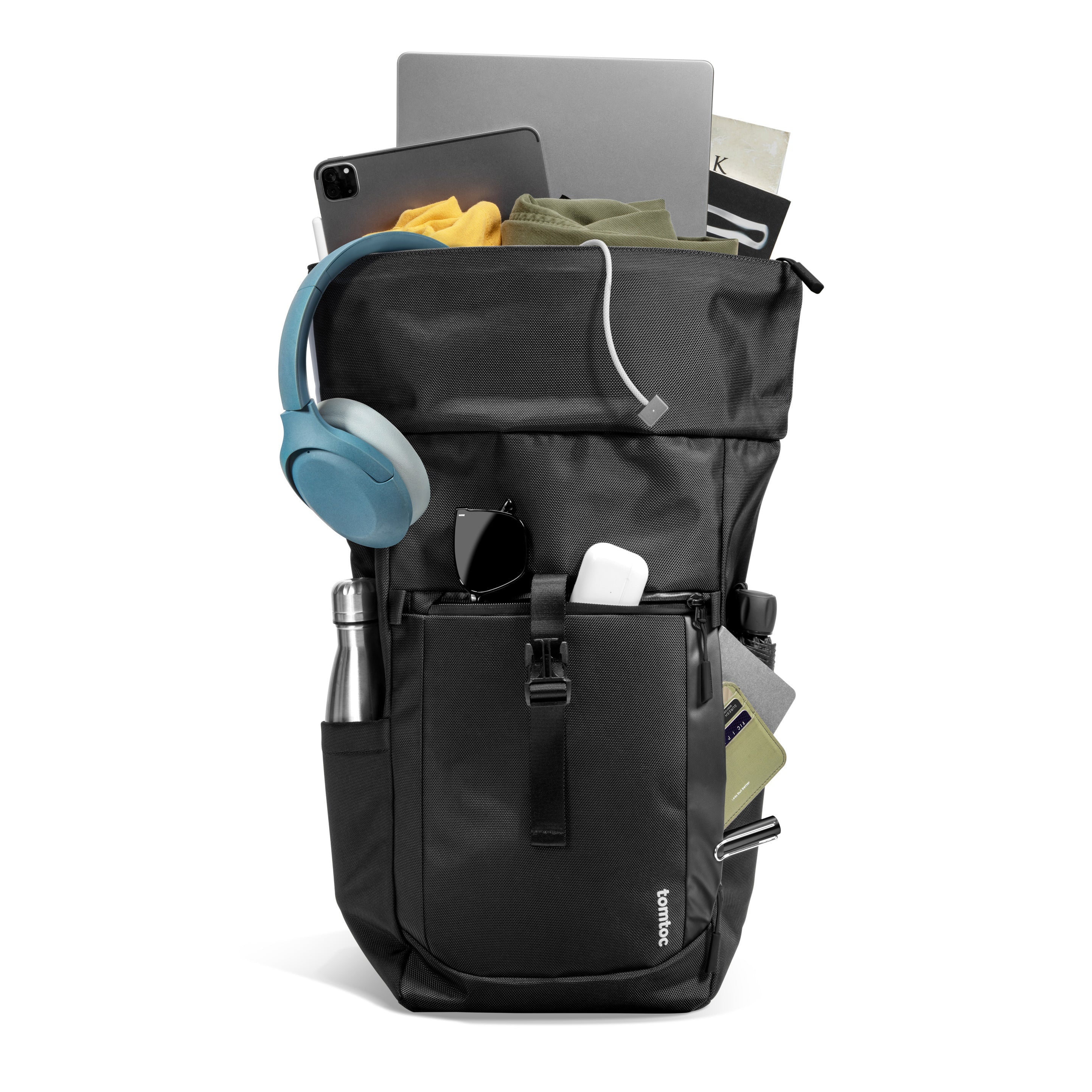 tomtoc Navigator-T61 Rolltop Backpack Black T61L1D1
